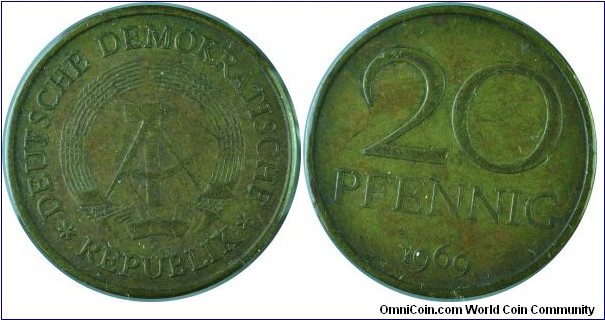 E.Germany(DDR)20Pfennig-km11-1969