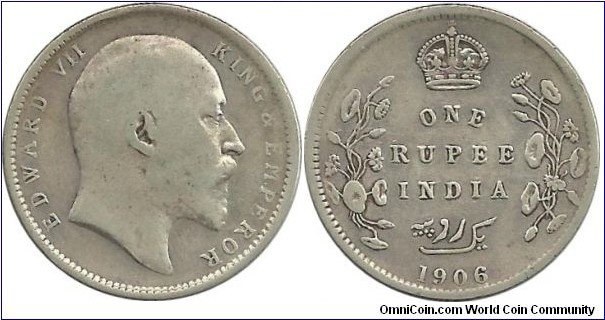 India-British 1 Rupee 1906
King Edward VII