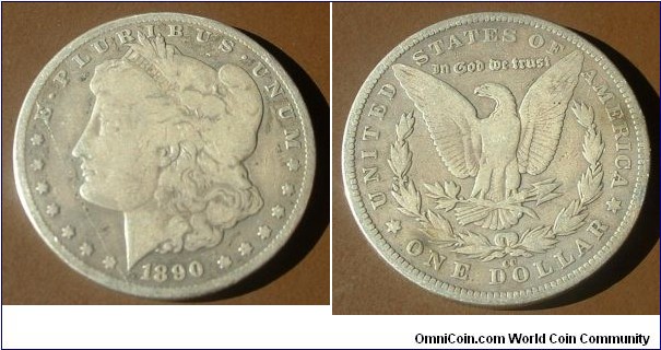 1890-CC Morgan Silver Dollar