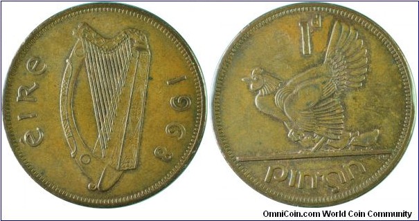 Ireland 1Penny-km11-1968
