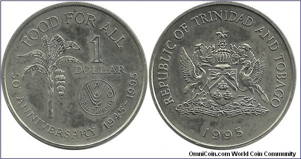 Trinidat and Tobago 1 Dollar 1995-United Nations 50th year