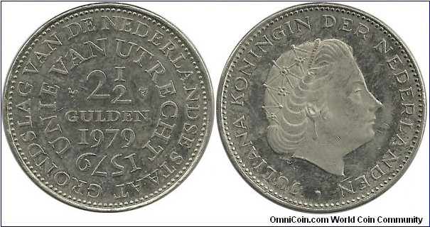 Nederland 2½ Gulden 1980-Union of Utrecht, 400th Anniversary