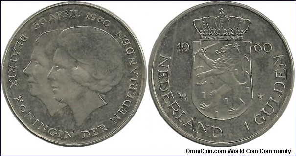 Nederland 1 Gulden 1980-Investiture of Queen Beatrix