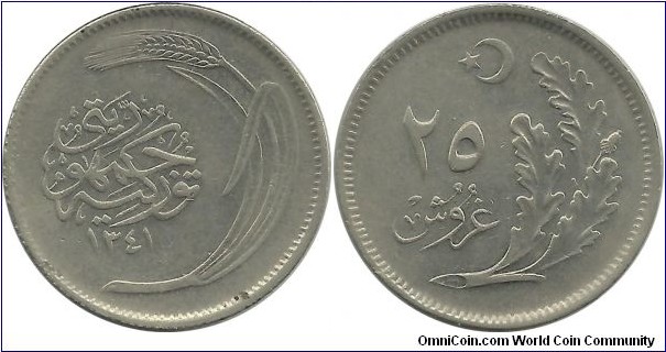 Turkish1stSet 25 Kurus 1341(1925)