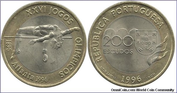 Portugal 200 Escudos 1996 Olympic Games Atlanta'96