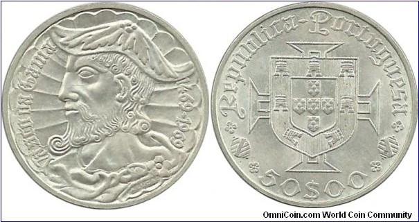 Portugal 50 Escudos 1969 500th Anniversary-Birth of Vasco da Gama