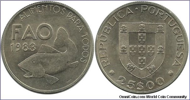 Portugal 25 Escudos 1983 FAO