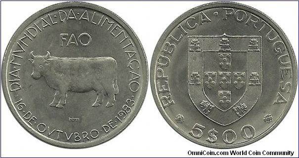 Portugal 5 Escudos 1983 FAO