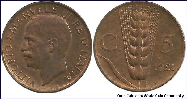 Italy 5 Centesimi 1921R