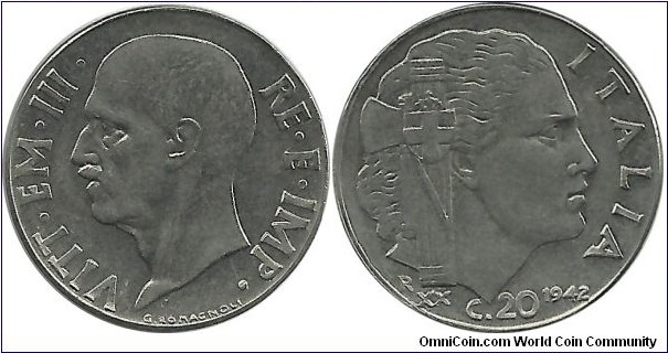 Italy 20 Centesimi 1942R-XX