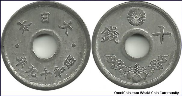 Japan 10 Sen Showa-19 (1944)-Zn