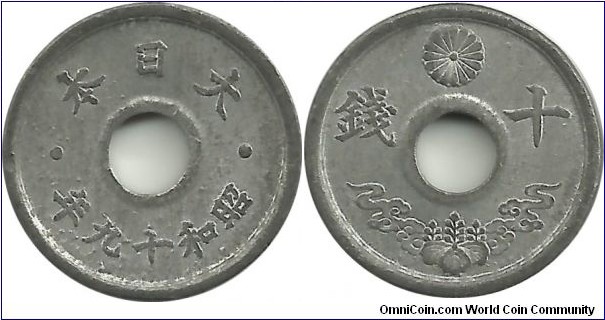 Japan 10 Sen Showa-19 (1944)-Zn