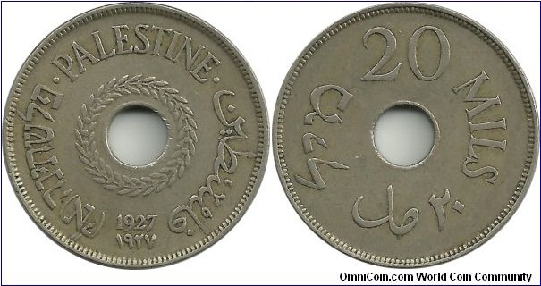 Palestine 20 Mils 1927(Cu-Ni)