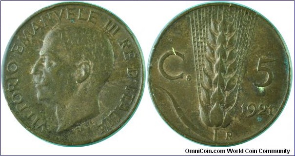 Italy 5Centesimi-km59-1921