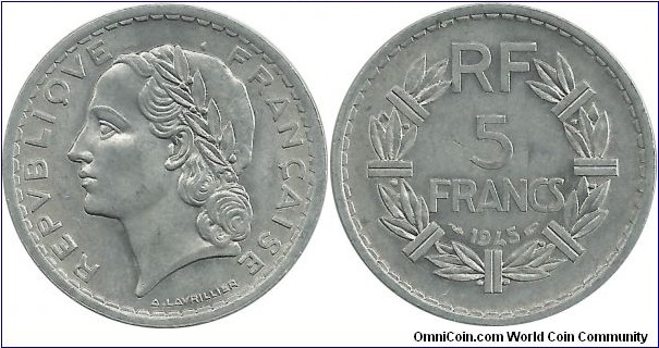 France 5 Francs 1945