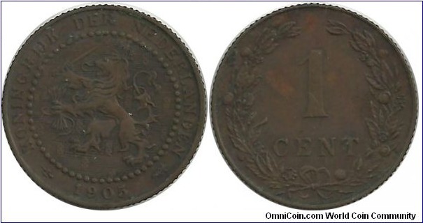 Nederland 1 Cent 1905