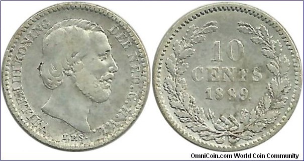 Nederland 10 Cents 1889
