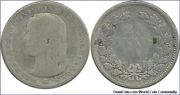 Nederland 25 Cents 189. (struck between 1891-1897)