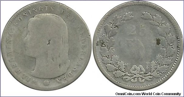 Nederland 25 Cents 189. (struck between 1891-1897)