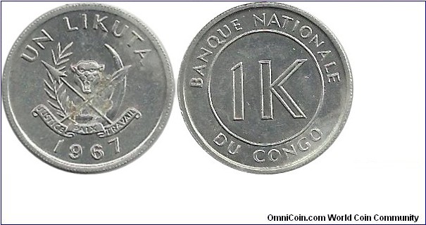 Congo 1 Likuta 1967