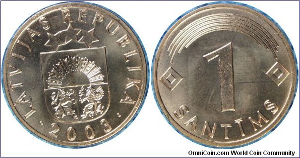 Latvia 1Santims-km15-2003