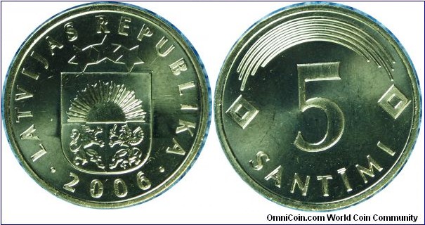 Latvia 5Santimi-km16-2006