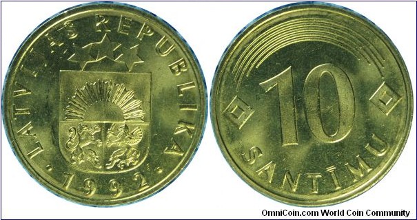 Latvia10Santimu-km17-1992