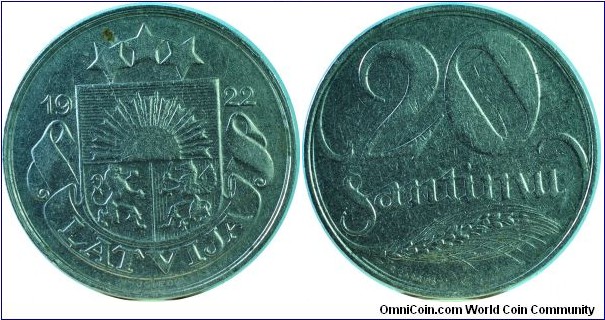 Latvia20Santimu-km5-1922