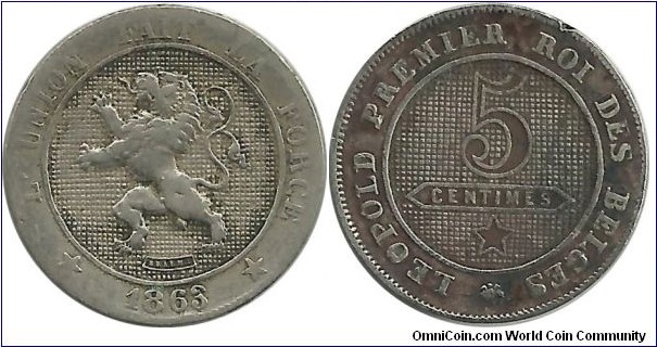 Belgium 5 Centimes 1862/3