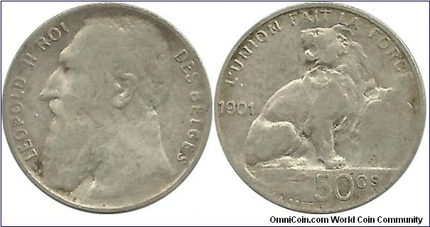 Belgium 50 Centimes 1901 - French Legend