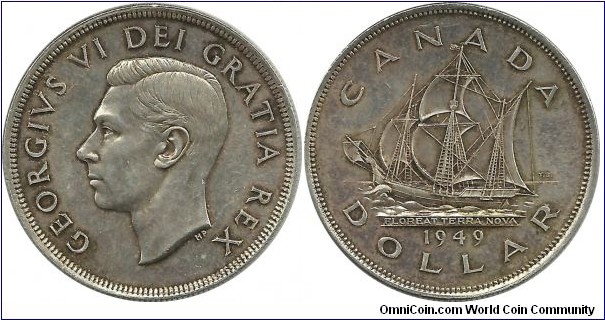Canada 1 Dollar 1949 -  Newfoundland joined Canada on March 31, 1949
