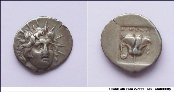 Rhodes AR Hemidrachm, c. 1st century BCE.