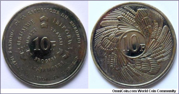 10 francs.
2011, Nickel plated steel.