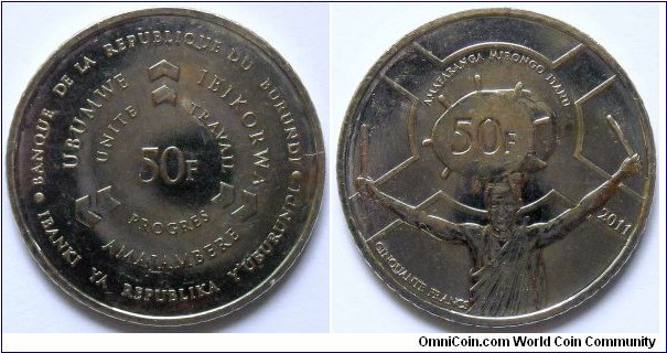 50 francs.
2011, Nickel plated steel.