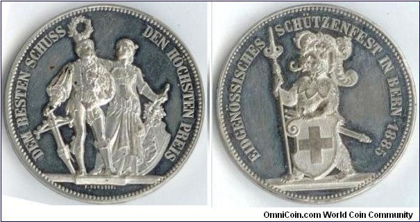 Swiss Eidg Schutzenfest in Bern Medal. Silver 40MM. 
