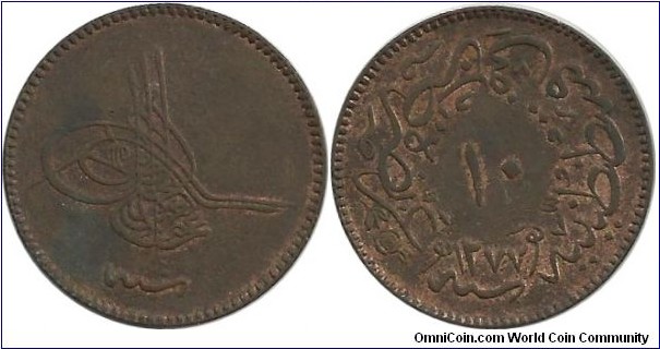 Ottoman 10 Para 1277-4
(1865)