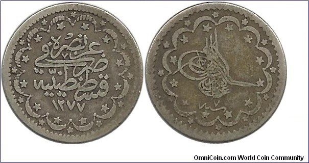 Ottoman 5 Kurus 1277-7
(1868)