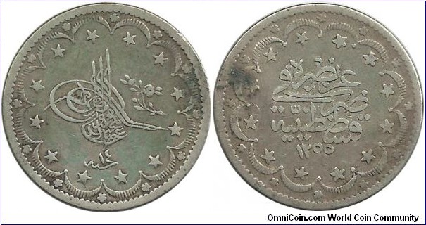 Ottoman 20 Kurus 1255-14 (1853)