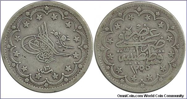 Ottoman 20 Kurus 1255-16 (1855)
