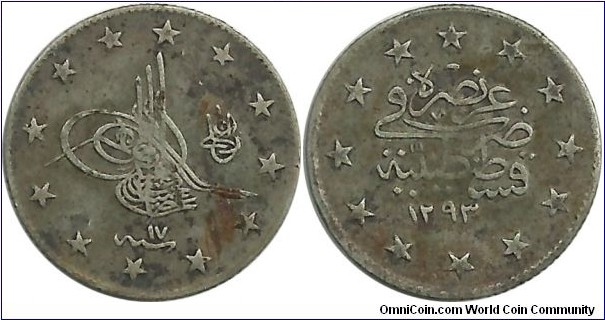 Ottoman 2 Kurus 1293-17 (1893)