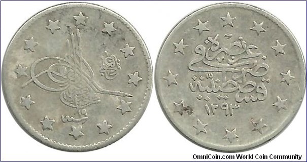 Ottoman 2 Kurus 1293-19 (1895)