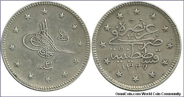 Ottoman 2 Kurus 1327-3
(1912)