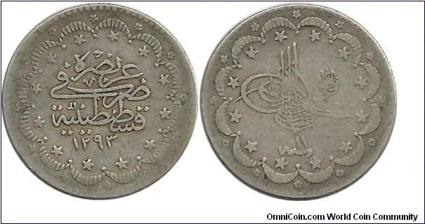 Ottoman 5 Kurus 1293-11 (1887)
