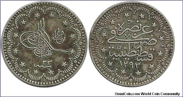 Ottoman 5 Kurus 1293-33 (1909)