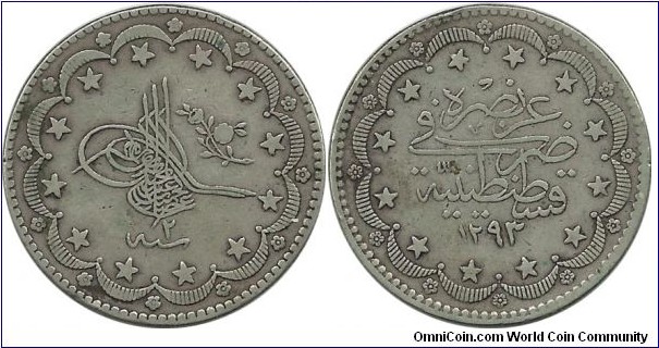 Ottoman 20 Kurus 1293-2 (1878)