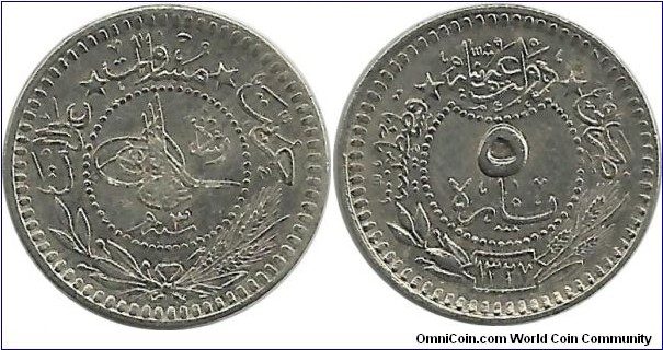 Ottoman 5 Para 1327-3
(1912)