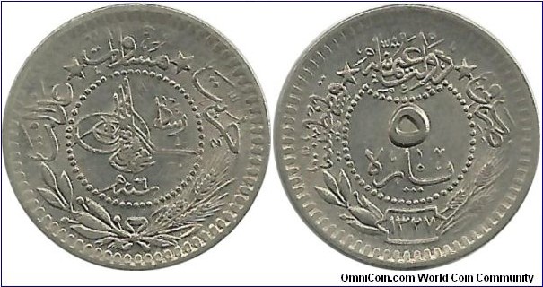 Ottoman 5 Para 1327-6
(1915)