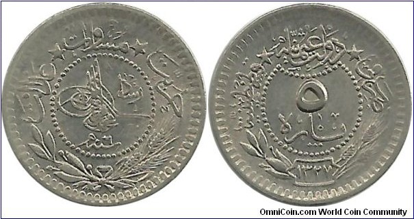 Ottoman 5 Para 1327-6
(1915)