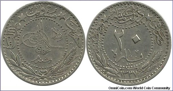 Ottoman 20 Para 1327-4
(1913)