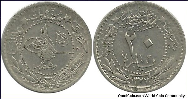 Ottoman 20 Para 1327-5
(1914)
